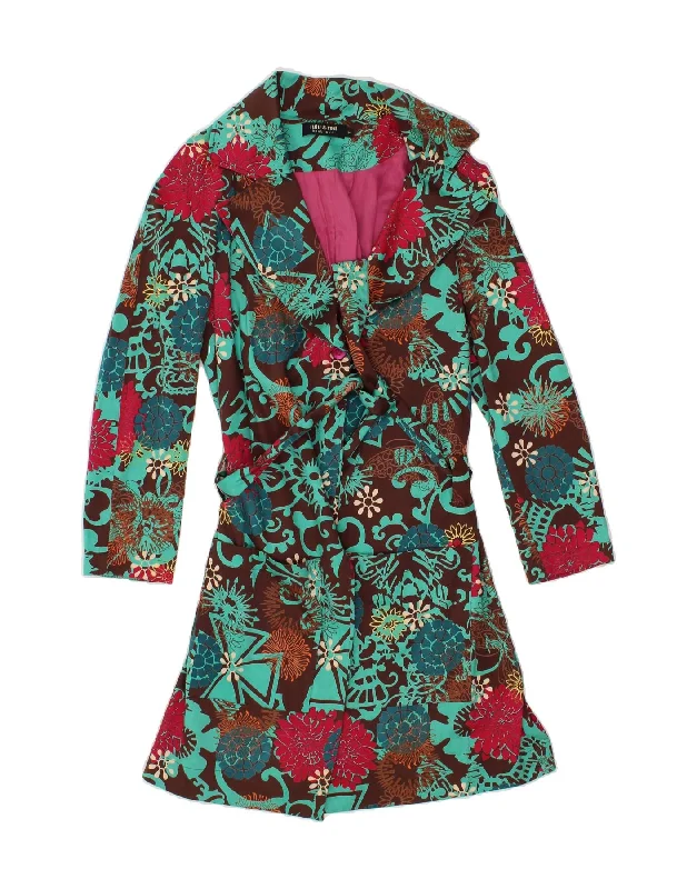 Clearance Event VINTAGE Womens Abstract Pattern Overcoat UK 4 XS Multicoloured