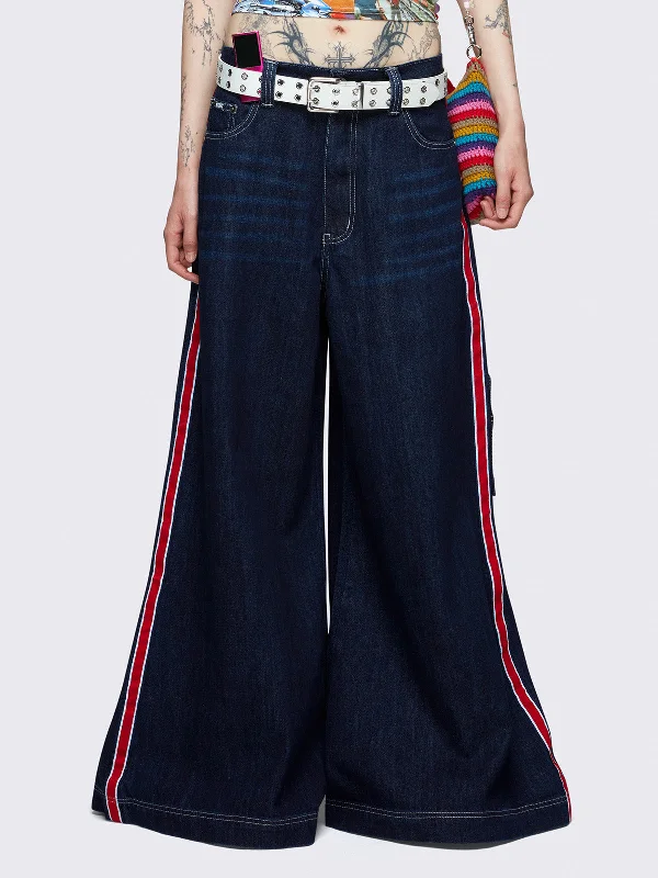 Unmissable Offer Indigo Side-Panel Wide Leg Jeans