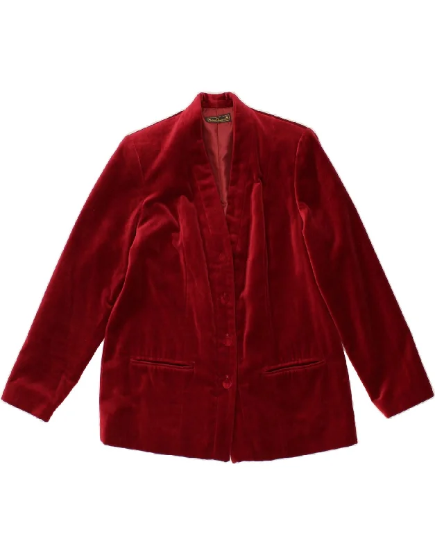 Fantastic Offers VINTAGE Womens Velvet 4 Button Blazer Jacket UK 16 Large Burgundy
