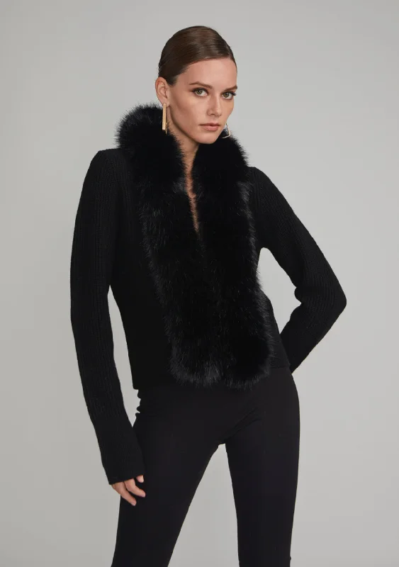 Weekend Bargains to Snag Val Faux Fur Trim Cardigan