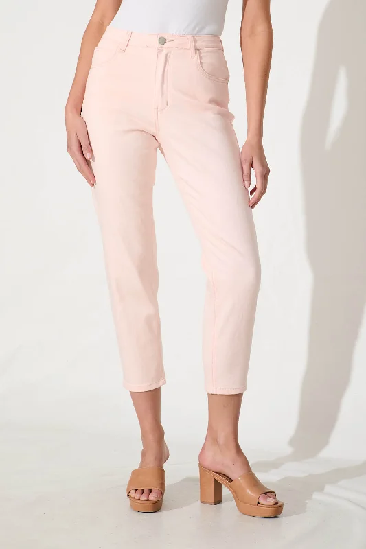 Last Chance Delores High Rise Capri Straight Leg Jean In Pink Denim