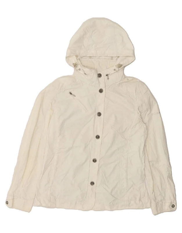 TIME-Limited Offer COLUMBIA Womens Hooded Windbreaker Jacket UK 12 Medium Off White Cotton
