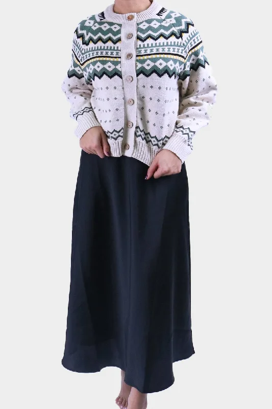 Deep Savings AILANI CARDIGAN (IVORY/GREEN)
