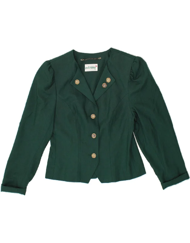 Top Pick PETRESSA Womens 3 Button Bolero Jacket EU 36 Small Green Polyester