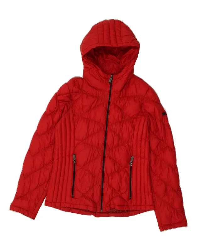 Warehouse Sale MICHAEL KORS Womens Hooded Padded Jacket UK 10 Small Red Argyle/Diamond Warehouse Sale MICHAEL KORS Womens Hooded Padded Jacket UK 10 Small Red Argyle/Diamond