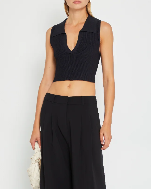 Best Seller Sculpting Knit Cropped Polo Top