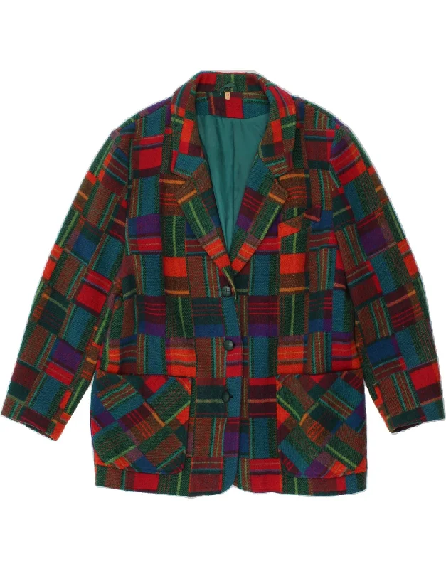 Price Buster VINTAGE Womens 3 Button Blazer Jacket UK 18 XL Multicoloured Patchwork