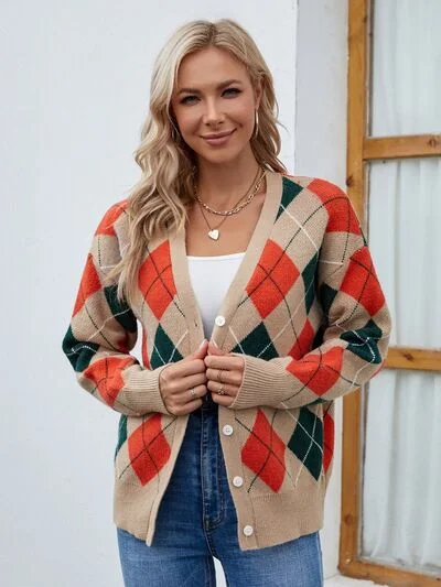 Weekend Offers That Please Plaid Contrast Button Up Cardigan