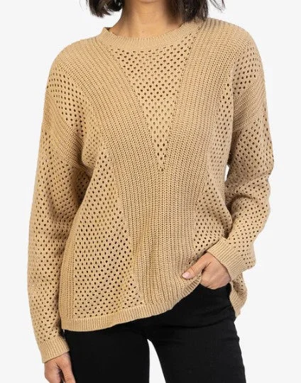 Huge Discounts Tinsley Khaki Mesh Pullover