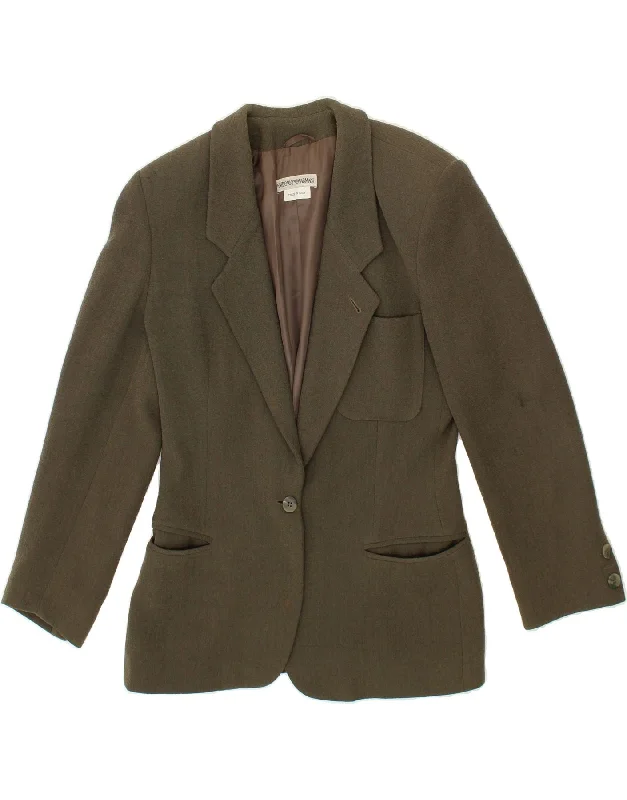Early Bird EMPORIO ARMANI Womens 1 Button Blazer Jacket IT 42 Medium Green Viscose