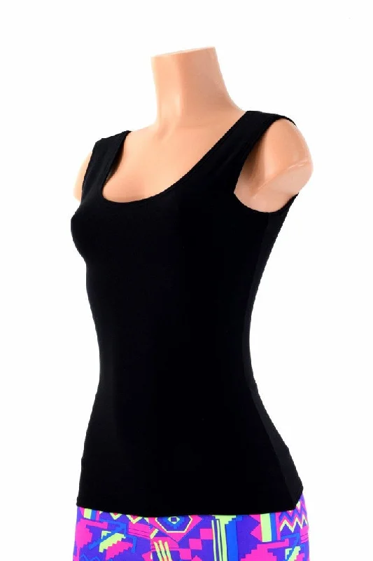 Lowest Rates Full Length Scoop Neck Black Zen Top