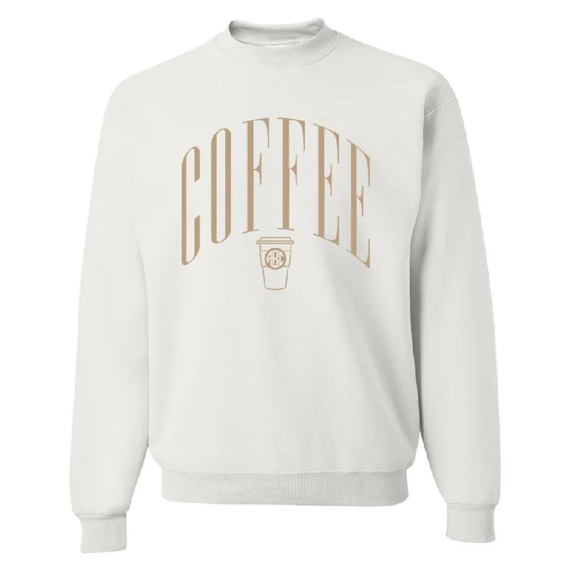 Super Deal Monogrammed 'Coffee' Crewneck Sweatshirt