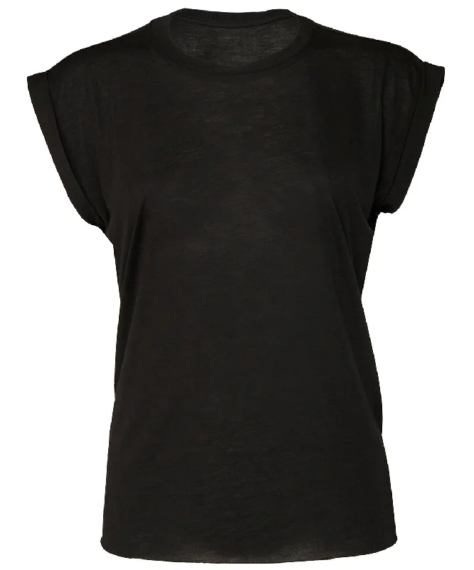 Warehouse Sale Womens flowy muscle tee with rolled cuff | Black