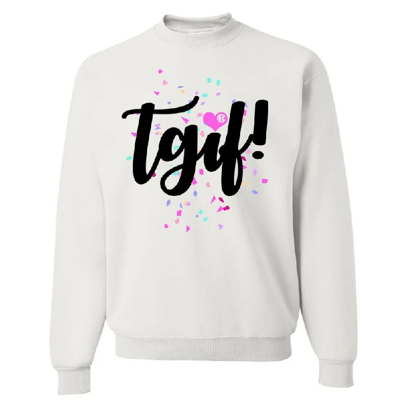 Weekend Bargains to Snag Monogrammed 'TGIF Confetti' Crewneck Sweatshirt