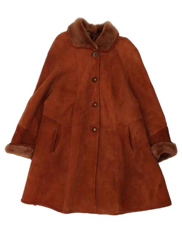 Savings Event CLEIREN Womens Shearling Coat UK 14 Medium Brown Shearling