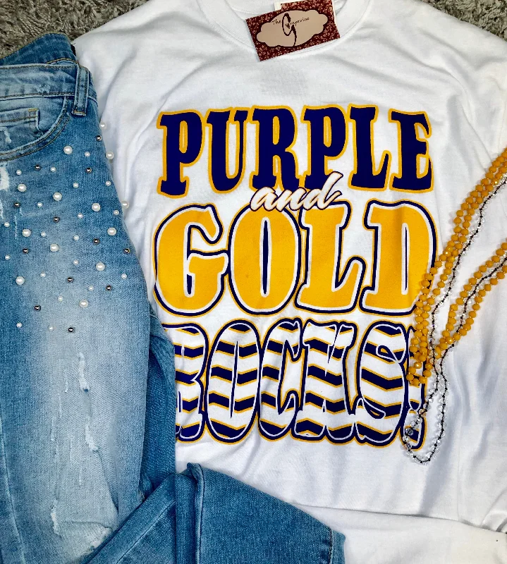 Online Deal Purple & Gold Rocks Tee