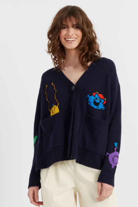 Crazy Savings Navy Wool-Cashmere Mr. Men Little Miss Cardigan
