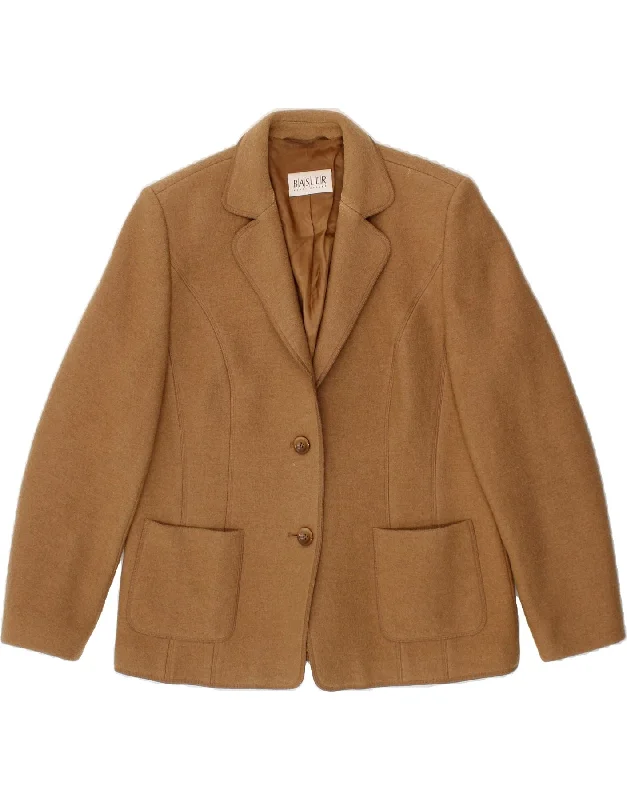 Super Savings BASLER Womens 3 Button Blazer Jacket UK 16 Large  Brown Virgin Wool