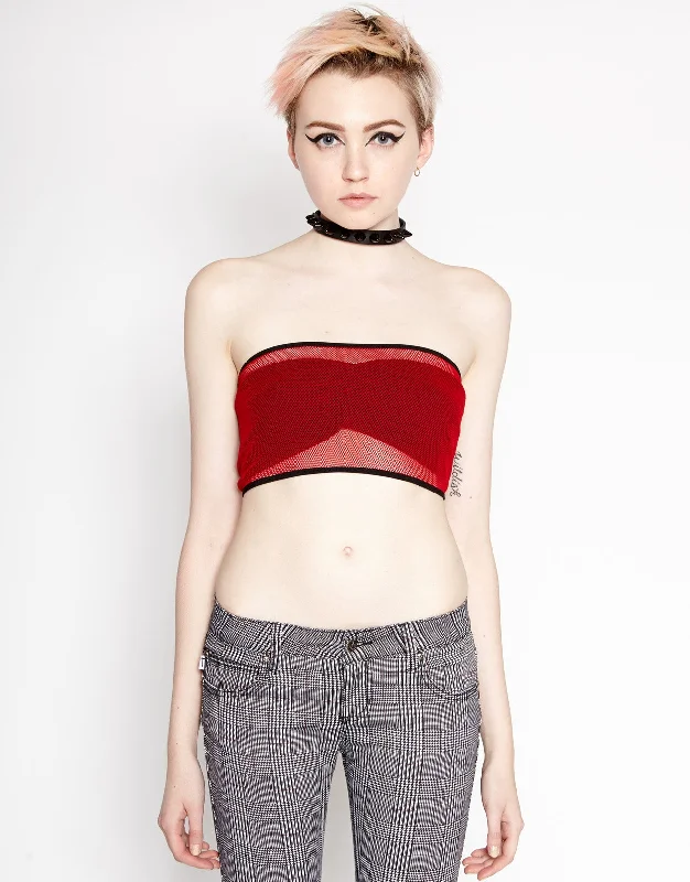Savings Spectacular Fishnet Bandeau Red