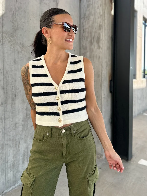 Buy Now Stripe Button Down Knit Tank