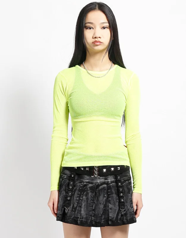 Final Offer LADIES LONG SLEEVE FISHNET LIME