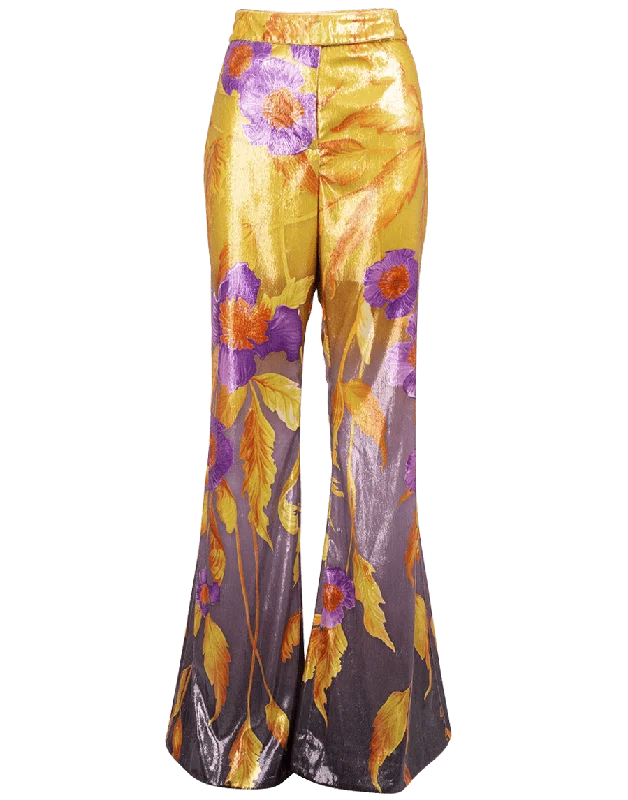 Price Blitz Printed Velvet Flare Trousers
