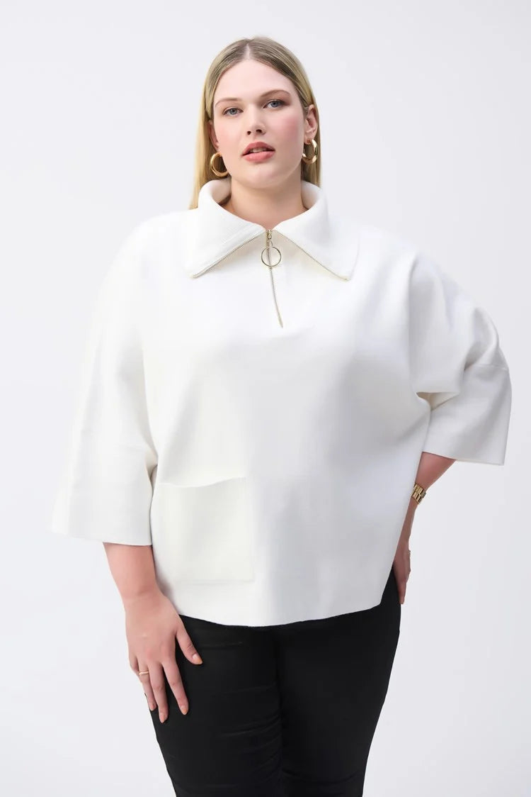 Don't Delay Joseph Ribkoff Jacquard Zipped Collar Sweater