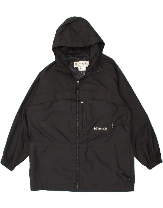 New Deals COLUMBIA Womens Hooded Rain Jacket UK 14 Medium Black Nylon