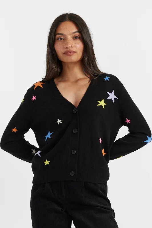 Value Deals Black Wool-Cashmere Star Cardigan
