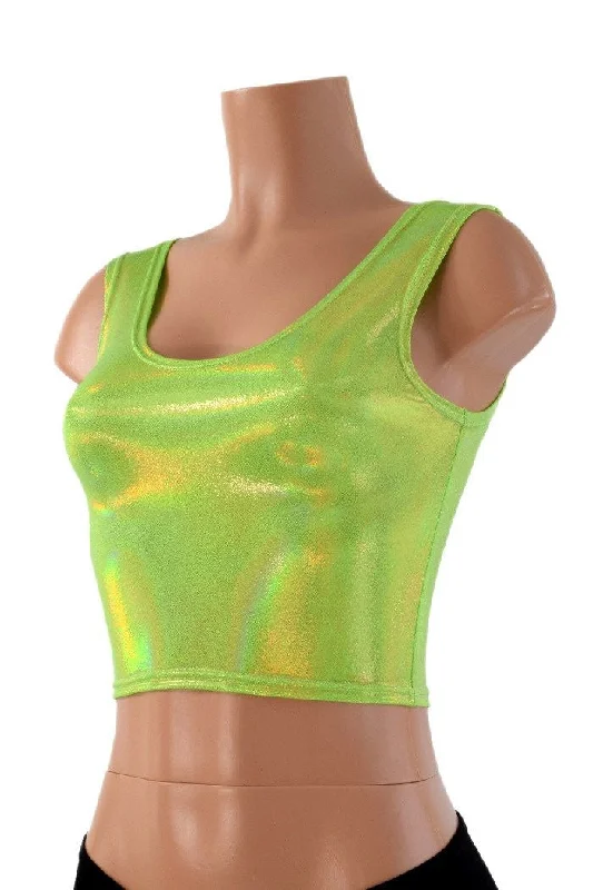 Steal Deal Lime Holographic Crop Top