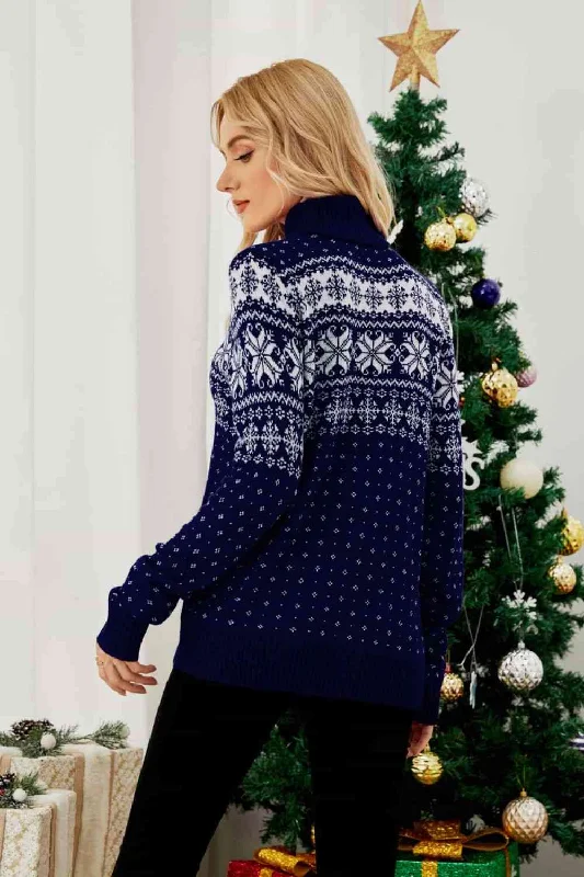 Weekend Discounts to Delight Christmas Snowflake Fair Isle Turtleneck Sweater by VYSN