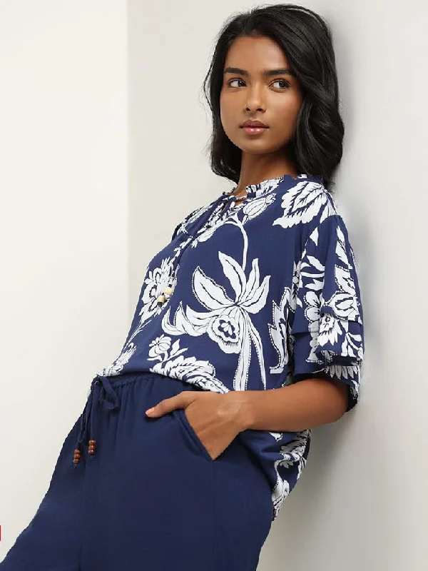 Discount Deals LOV Navy Printed Top
