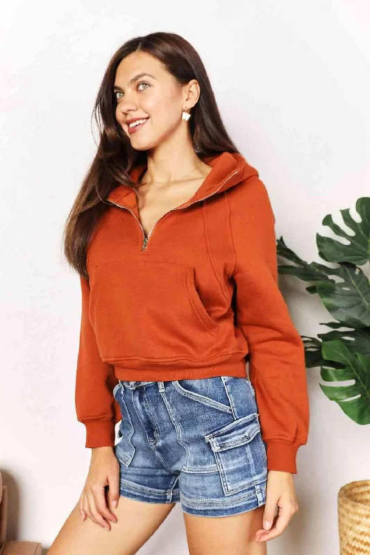 Price Slash Double Take Half-Zip Long Sleeve Hoodie