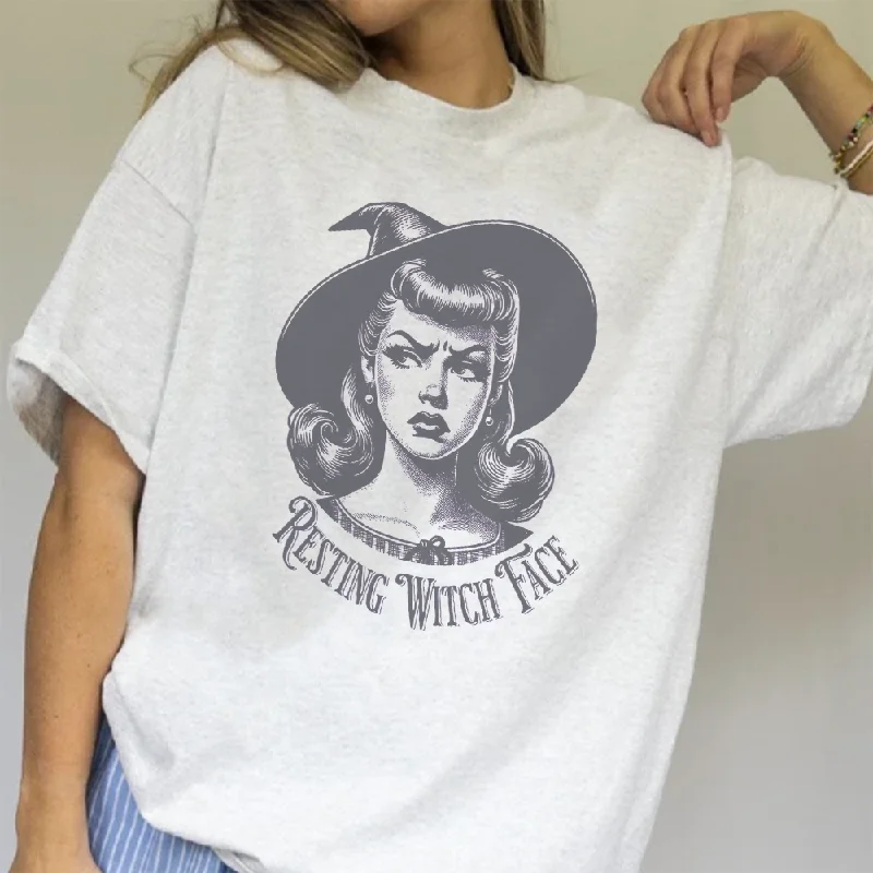 Huge Discounts Resting Witch Face Retro Women's Halloween T-Shirt