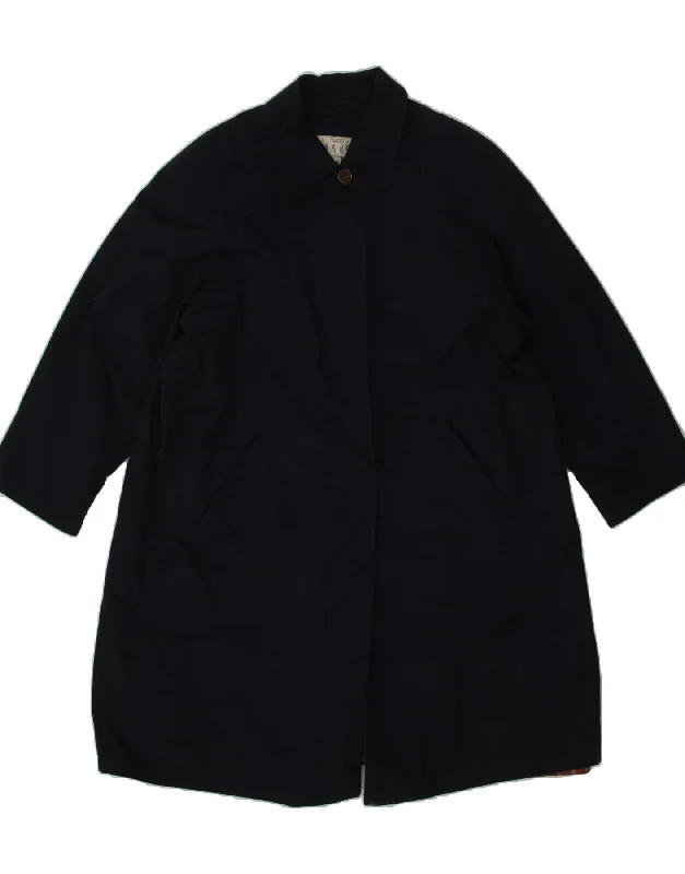 Super Sale CHARON Womens Oversized Overcoat UK 10 Small Navy Blue Polyester