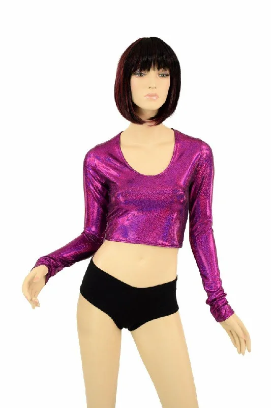 Exclusive Weekend Offers Inside Fuchsia Holographic Long Sleeve Crop