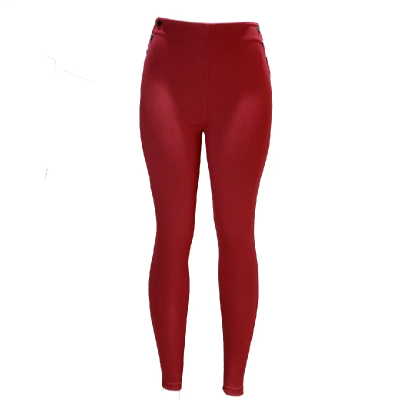 New Markdowns Burgundy Elastic Leggings
