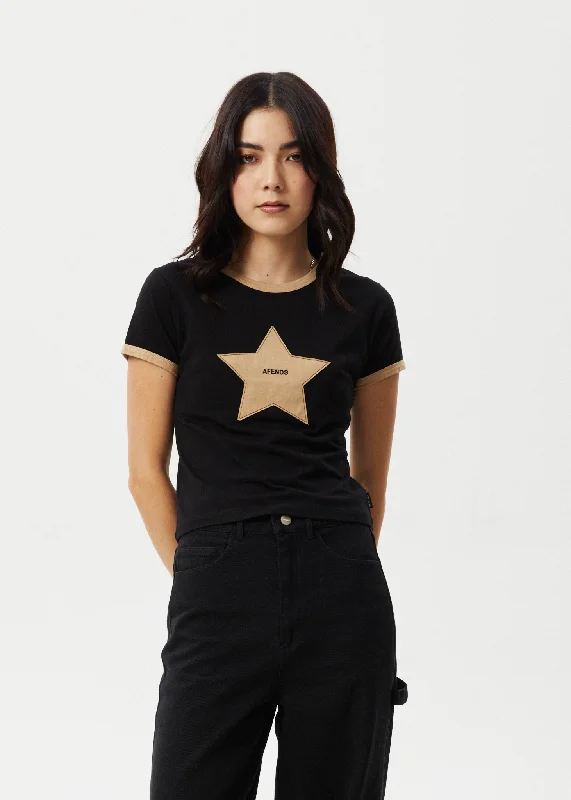 Massive Deals AFENDS Womens Aster - Baby Tee - Black