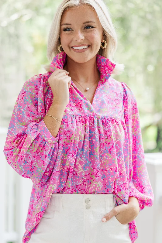 Hurry In The Morgan Confetti Pink Spotted Blouse