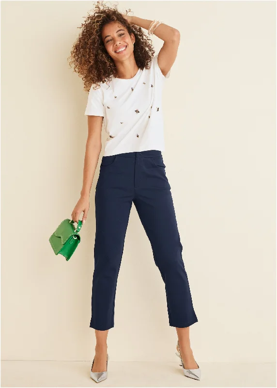 Special Price Smoothing Ponte Straight Leg Pants - Navy