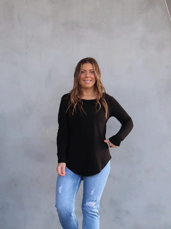 New Deals Megan Long Sleeve Top - Black