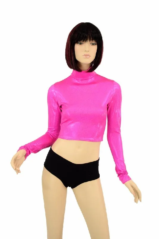 Weekend Discounts to Grab Neon Pink Long Sleeve Crop
