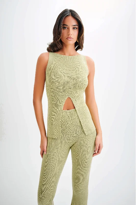 Anniversary Sale Ridley Knit Tank Top With Split - Pastel Green