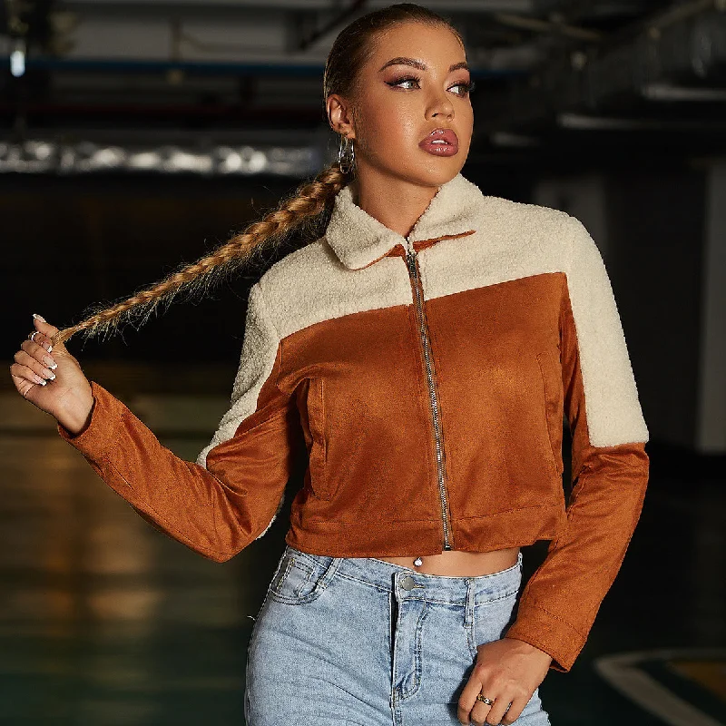 Instant Savings Lapel Long-sleeved Suede Short Coat