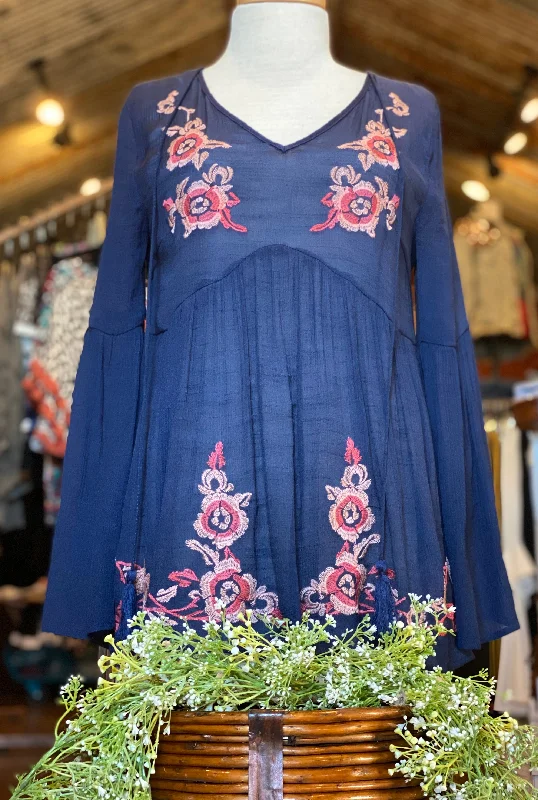 Exclusive Online Offer Navy Embroidered Top (MEDIUM)
