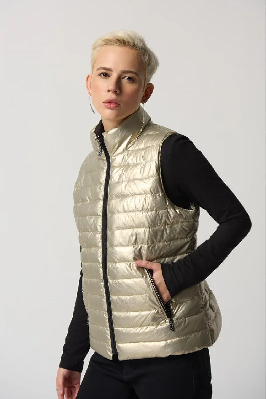 Can't Be Beat Joseph Ribkoff Reversible Quilted Metallic Puffer Vest