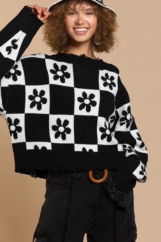 Price Slash Floral checked sweater