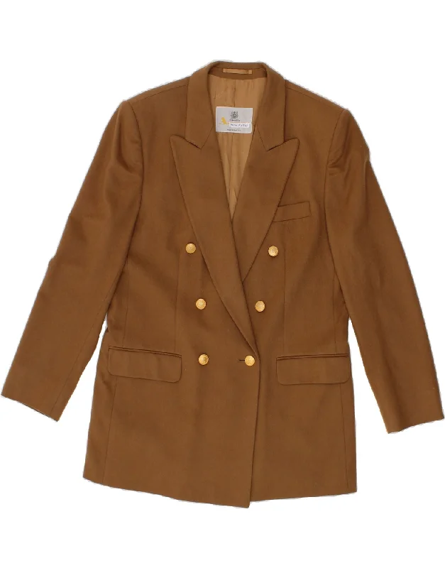 Markdown Madness AQUASCUTUM Womens Double Breasted Blazer Jacket UK 12 Medium Brown