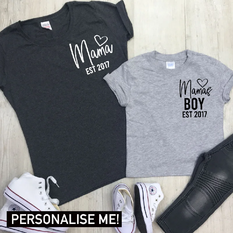 Quick Sale Personalised Mama & Boy Established Mum & Kid Matching Tees (MRK X)