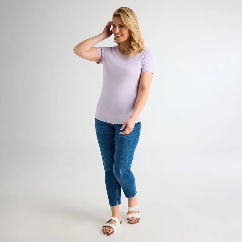 Discount Days Ladies Pastel Lilac Crew Neck T-Shirt